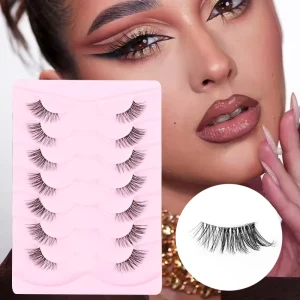 Luxury Natural 7 Row Half Length 3D False Eyelashes Thick Natural Curved Multi Layered Stage Lashes Cruelty Free