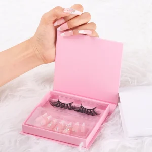 Luxury Press on Medium Fake Bling Nails and False Lashes Mink Eyelash Set Kit with Custom Packaging