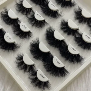 Luxury Russian D Curl Strip Eyelash Vendors 5D Handmade Eyelashes 25mm Private Label Super Fluffy Mink Lashes