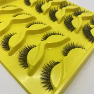 Luxury Style 0.07mm Thickness Synthetic Hair Top Bottom Semi Hand Made Cruelty Free Full Strip Eyelash Extensions