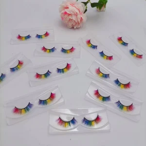 Luxury rainbow Lash Colorful Eyelash Natural False Eyelash Dramatic Colored Party Lashes