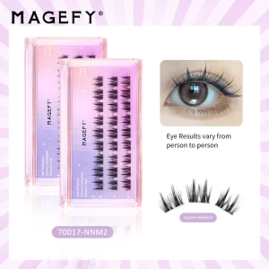 MAGEFY Handmade Full Strip False Eyelashes Dramatic Self Adhesive Press Lashes Stick Natural Soft Plant Fiber False Eyelashes