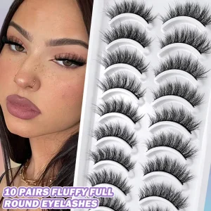 MAGEFY Manga Lashes Natural Wispy Cat Eye Lashes Waterproof clear Band Eyelashes Fluffy European American Style False Eyelashes