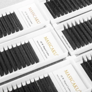 MASSCAKU 3D 5D New W Shaped L LU M Curl False Eyelash Extensions Matte Black Natural Faux Lashes for Makeup Individual Eyelashes