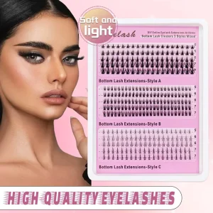 MIZIMO Bottom Lashes Thick Eyelash False Lashes PBT Material 15 Row Large Capacity DIY Personal Use Three Styles Mixed Pack