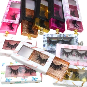 Machine Made Natural Fur False Eyelashes with Black Cotton Band Reusable Packaging Logo Customization