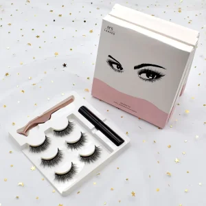 Magnetic Eyelash Print Boxes Magnetic Eyelashes with Eyeliner Full Strip Lashes with Magnetic Liquid