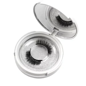 Magnetic Eyelashes 2 Magnets Reusable Natural Fluffy False Lashes With Mirror Case
