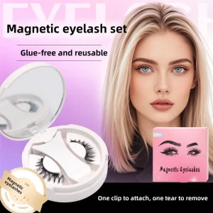Magnetic Eyelashes No Glue Reusable 3D Natural False Lashes with Mirror Case Portable Magnetic Lash Kit for Makeup Custom Logo