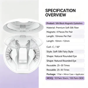 Magnetic Eyelashes Set With Mirror Case and Applicator for Daily Wear Travel Beginners