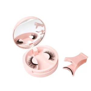 Magnetic Full Strip Eyelashes Reusable 3D Natural False Lashes Kit with Applicator Mirror Compact Case