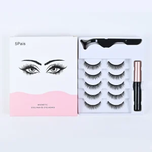 Magnetic Lash Kit with Eyeliner & Tweezers 3&5 Pairs Soft Comfortable Fluffy Magnetic Strip Lashes Glueless Reusable Eye Makeup