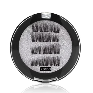 Magnetic Semi Hand Made False Eyelashes 3D Thick Glue free Daily Use Imported Fiber Black 0.07MM Thickness