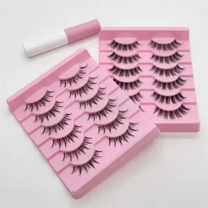 Make Your Own Brand Packages Short 15mm Clear Band Handmade False Eyelash Synthetic Fox Eyelashes