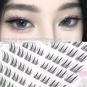 Makeup Artist Style Little Fox Transparent Synthetic Hair Semi Handmade Angled Fake Eyelashes Elongated Corners Customizable