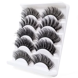 Makeup False Eyelashes Synthetic Vegan Faux Cils 5 Pairs Pack Wispy Faux Mink Lashes Supplies Strip Lash Vendor