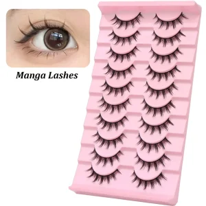 Manga Eyelashes Natural Wet Eyelashes Natural Long Curl Lash Long lasting Soft Faux Mink Extension Makeup