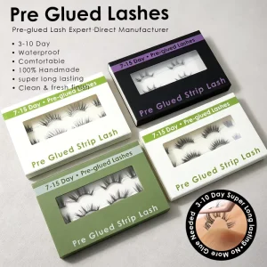 Manga Fluffy Pre Glued Eyelashes Press on Strip Lash Reusable Waterproof 10 Days Long Lasting Custom Eyelash