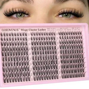 Manga Lash Clusters Kit Comfortable Semi-Handmade Synthetic 300 Pcs Eyelash Extensions Black Cotton Stalk Wispy Fairy Fluffy