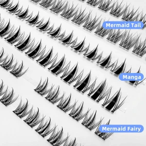Manga Lash Clusters Spiky Anime Style Individual Clusters Eyelashes Wispy Fairy Lash Clusters with Spikes