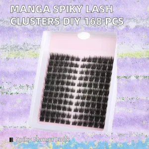 Manga Lash Clusters Spiky Wispy Bottom Lashes Anime Fairy Machine Made Black Cotton Stalk 168PCS 5 18MM DIY Home Use Zenotti