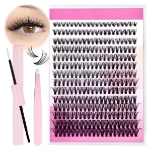 Manga Lash Clusters Wispy Spikes Anime Natural Vegan PBT Eyelash Extensions Semi-Hand Made Individual Lashes DIY Home