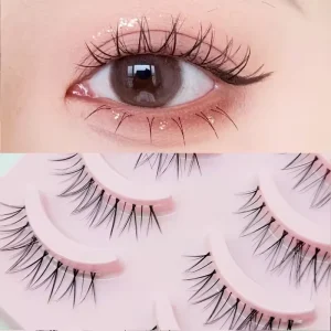 Manga Lashes 5 Pairs Anime Cosplay Faux Mink Lashes Korean Natural Short Full Strip Lashes Clear Band Soft Eyelash Extension