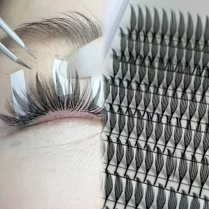Manga Lashes Fluffy Wispy Anime Eyelashes Brown Black Color Natural Look Soft Faux Mink Individual Lashes 0.07mm