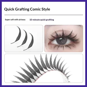 Manga Spike Cluster False Eyelashes Soft Tip Wispy Natural Dense Slanted Wing DIY Individual Lash Makeup Kit