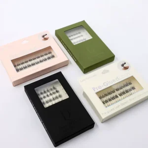 Manga Style Cluster Lashes Custom Package Strip Lash Box Pre Glued Self Adhesive Eyelash 100% Handmade Reusable Black
