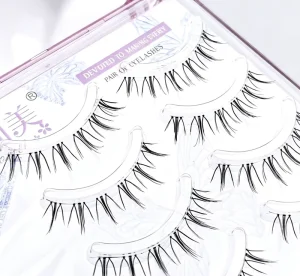 Manga Style One Piece Strip Eyelashes Clear Thin Band Soft Curly Natural Simulation False Lashes Beginner Friendly