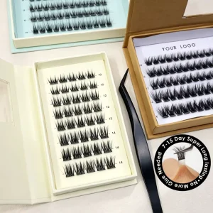 Manga Style Press On Lash Cluster Pre glued Self Adhesive Eyelashes Waterproof Long Retention Private Label Manufacturer EU
