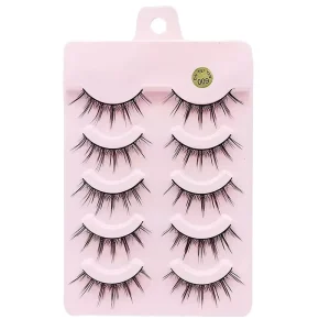 Manufacturer Private Label Faux Mink Semi Hand Made Cruelty Free 5 Pairs Set Multi Layered Short Mixed Soft Flexible Eyelashes