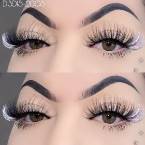 Manufacturer Purple Yellow White Silver Pink Red Blue Green 20mm Faux Mink Glitter Lashes Glitter Eyelashes