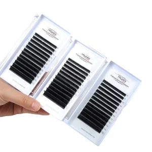 Matte Black 0.07 Natural Soft PBT Korean Silk Individual Lash Extensions Private Label Eyelash Full Strip