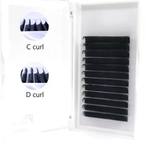 Matte Black 0.15mm Thickness Russian Volume Eyelash Extensions Dd Curl Individual Lashes 25mm Single Trays