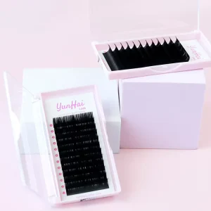 Matte Black Custom Logo Individual Lashes Supplies Private Label Faux Mink Lash Trays Volume Classic Cashmere Eyelash Extension