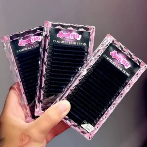 Matte Black Dark Fluffy Cashmere Volume Lash Extensions Velvet Mink Lash Trays Individual Eyelash Extension Supplies