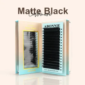 Matte Black Dark Fluffy Cashmere Volume Lash Extensions Velvet Pbt Fiber Lash Trays Individual Eyelash Extension