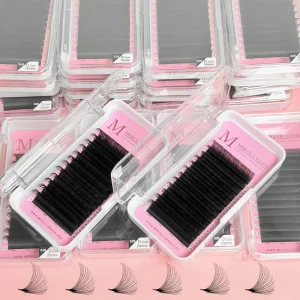 Matte Black Dark Lash Trays Individual Cashmere Eyelash Extensions Mega Volume Lashes Korean PBT Fiber 25mm