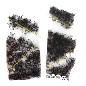 Matte Black Handmade Lash Trays Soft Pointy Thin Base Stem 0.03 0.05 0.07mm Premade Synthetic Mega Fans