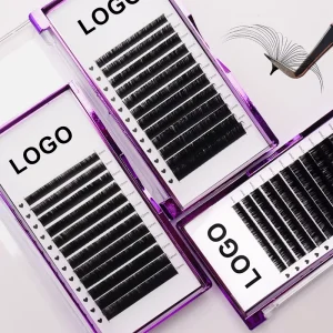 Matte Black Individual Eyelash Extensions 8 25mm Custom Logo Cashmere Volume Lashes Tray Russian Velvet Lash Extension