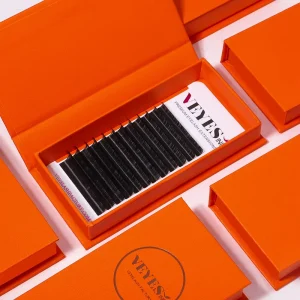 Matte Black Korean PBT Synthetic Hair 3D Volume Eyelash Extension Trays Cruelty Free Vegan Natural Long Handmade