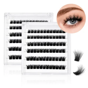 Matte Black PBT DIY Eyelash Extensions Pre Glued Self Adhesive Cluster Lashes No Glue Individual Lashes Vendor
