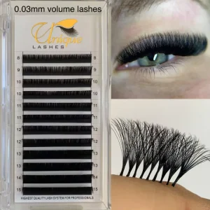 Matte Black PBT Fiber Handmade 12 Rows Volume Trays Individual Eyelash Extensions Velvet Silk Private Label 0.03mm