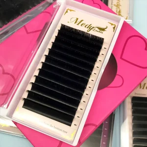 Matte Black Silk Lash Extension Supplies J B C CC D DD L Curl Eyelash Extension With Custom Lash Packaging Box