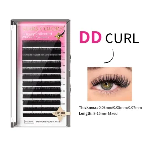 Matte Black Synthetic Hair Cruelty Free Machine Made Eyelash Extensions Volume Trays Silk Supplies