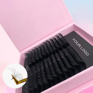 Matte Black Synthetic Hair Cruelty Free Natural Long Handmade Individual Lash Extensions Volume Trays Private Eyelash Extensions