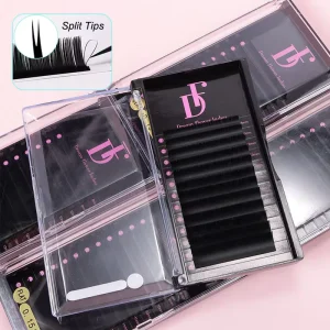 Matte Black Synthetic Hair DreamFlower Cruelty Free Machine Made Eyelash Extensions Volume Trays PBT Silk Supplies