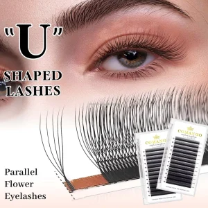Matte Black U Shaped 3/4/5D Eyelash Extension C D L M Curl Natural Soft Lashes W Blooming False Eyelashes